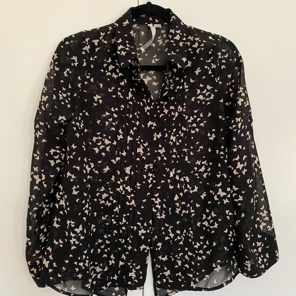 LC Lauren Conrad Tops - ✨Lauren Conrad LC Butterfly Black Sheer Button-up✨